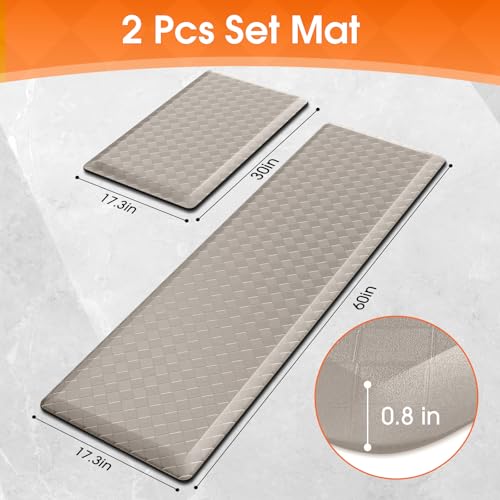 TranquilRelax 4/5 Inch Cushioned Anti Fatigue Kitchen Mats for Floor, Taupe - color: Taupe, size: 2-Piece | 28"+59" | Extra Thick