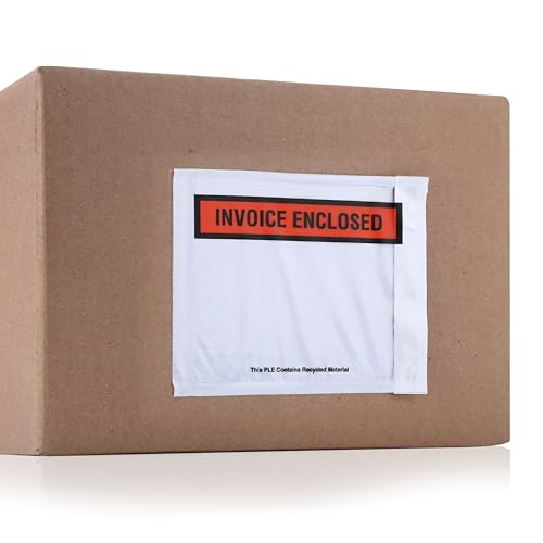 The Boxery 4 ½ x 5 ½” Clear Adhesive Backloading (Panel Face) Invoice Enclosed Envelopes, Label Envelopes/Pouches/Shipping Label Sleeves (1000 Pack) - size: Invoice Panel 4 1/2x5 1/2