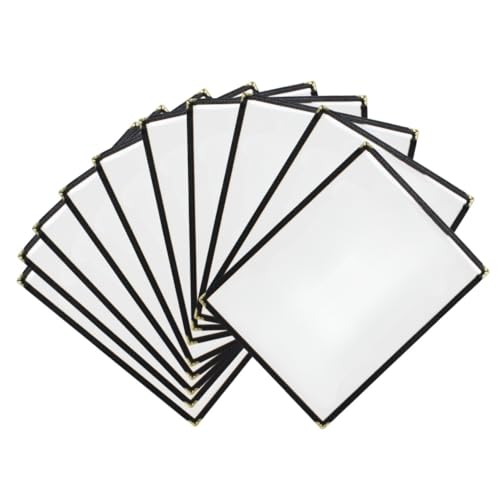 TrueCraftware- 8-1/2” x 11” Black Double Fold Restaurant Menu Covers 2 Page 4 View Set of 10- Crystal Clear Café Menu Holders Fits A4 Size Paper Menu Covers Clear Menu Sleeves - color: Black