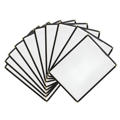 TrueCraftware- 8-1/2” x 11” Black Double Fold Restaurant Menu Covers 2 Page 4 View Set of 10- Crystal Clear Café Menu Holders Fits A4 Size Paper Menu Covers Clear Menu Sleeves - color: Black