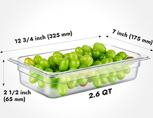 CURTA 6-Pack 1/3 Size 2.5" Deep NSF Polycarbonate Food Pans | Dishwasher & Freezer Safe Clear Container for Prep Tables, Buffet, Salad Bar, Commercial & Home Kitchen - color: 1/3 Size, size: 2-1/2" Deep