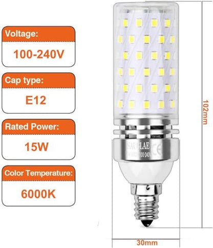 15W LED Bulbs, 120W Incandescent Bulbs Equivalent, 1500Lm, 6000K Cool White, E12 Small Edison Screw, Pack of 4 - color: Cool White 6000k, size: E12-Pack of 4