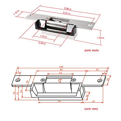Electric Strike Lock, Wide Strike, Fail Secure Electric Door Lock - size: NO-Fail Secure Black