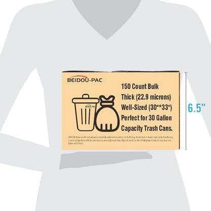 BEIDOU-PAC 30 Gallon Trash Bags Drawstring, 150 Count Bulk, Black | Unscented | Heavy Duty Multi-purpose Garbage Bags Can Liners for Business Home Kitchen Commercial and Industrial - style: 30 Gallon |150 Count(Value Pack)