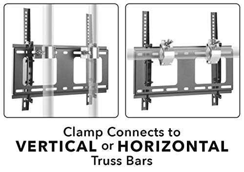 Mount-It! Universal Truss & Pole TV Mount with Quick Release Clamp, Stage & DJ Lighting Truss TV Bracket for 48–51mm Pipes, VESA 100x100–400x400, 32–55 Inch Screens, 88 lb Capacity