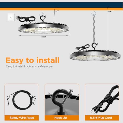 320W UFO High Bay LED Shop Lights, 4 Pack 45000LM Garage Lights - size: 320-4PACK