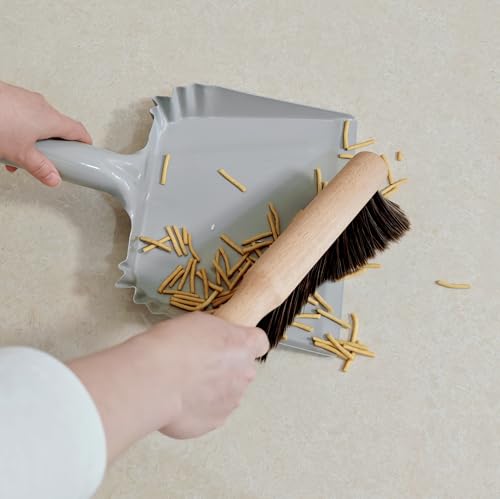 Metal Dust Pan and Brush Set Heavy Duty for Fireplace Garage Shop 9" Wide - style: Steel Dustpan