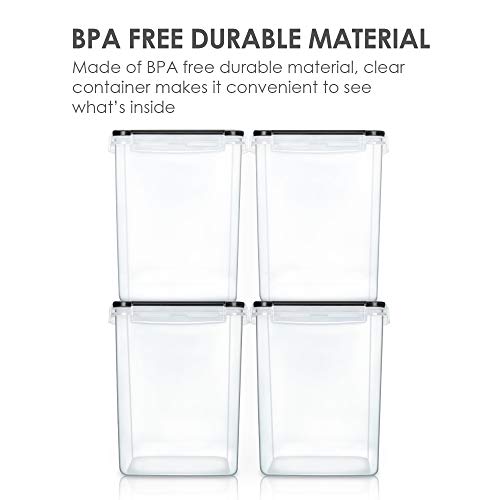 Vtopmart 5.2L Flour Sugar Storage Containers, 4 PCS, Black - color: Black, size: 5.2L