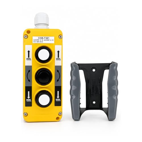 Waterproof Industrial 3 Button Electric Hoist Crane Pushbutton Switches with Box Holder COB Industrial Up Down Driving Push Button Switch Control