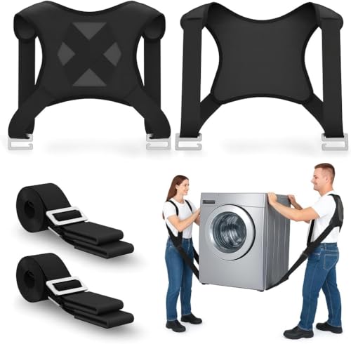 NOCOEX Moving Straps for Lifting 2-Person: Shoulder Strap with Back Support - color: Black