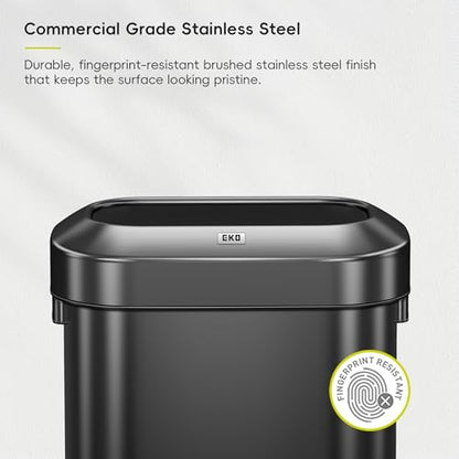 EKO Urban 16 Gallon/60 Liter Open Top Stainless Steel Slim Commercial Trash Can, Tall Kitchen Trash Bin, Heavy-Duty Commercial Grade Large Garbage Bin for Home, Office, Hotel, Restaurant, Matte Black - color: Matte Black, size: 60 Liter, Slim