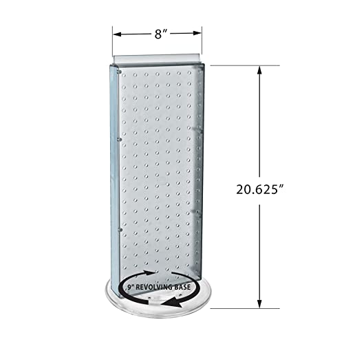 Azar Displays 700508-CLR-4C16 8-Inch W by 20-Inch H Revolving Black Pegboard Counter Display with 16-Pack of 4 inch Locking Hooks, Clear - color: Clear, style: Pegboard + Hooks