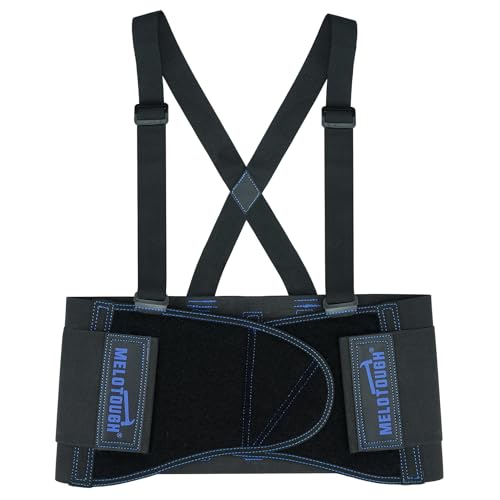 MELOTOUGH Back Brace for Men Lifting,Work Back Brace with Adjustable Shoulder Straps,Lower Lumbar Support for Heavy Lifting,Construction, Warehouse L/XL,Christmas Gifts for Men - size: X-Large