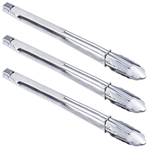 HINMAY Extra Long Stainless Steel Cooking Grilling Tongs (16-Inch 3 Pieces) - size: 16" 16" 16"