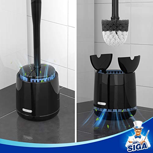MR.SIGA Toilet Bowl Brush and Holder, Sturdy Long Handle, Black, 1 Pack - color: Black, size: One Size