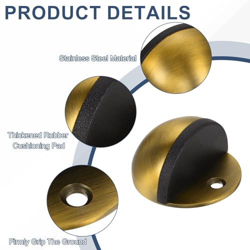uxcell Low Dome Floor Door Stop, 45mm Dia. Stainless Steel Door Stopper - color: Brass Tone
