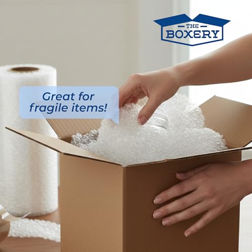 The Boxery 12 inch x 175 feet Bubble Roll, Small Bubble 3/16 inch Cushioning Wrap, Perforated Every 12 inch for Packing Moving Shipping Supplies, 2 Rolls, 350 ft Total - size: 12 inch x 350 ft