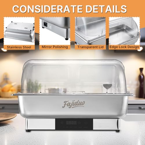 Electric Chafing Dish, 9QT Buffet Servers and Warmers, Stainless Steel Chaffing Dishes with Temperature Control Display, Commercial Food Warmers for for Parties, Catering, Buffets - size: 1/1 Full Size ℉