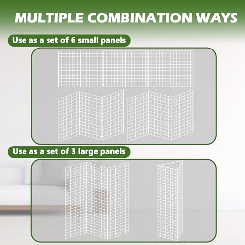 Grid Wall Panels 3 Pcs, Commercial Grade Gridwall Panels, Metal Grid Wall Panel Display Stand, You Can DIY 6 Pack 2'x3' or 3 Pack 2'x6', White - color: White