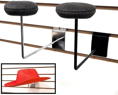 Slatwall Single Hat Display, Millinery Headwear Display Rack with Foam Pad, Chrome, 25 Pack - color: Chrome, size: 25 Pack