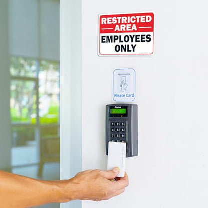 Faittoo Restricted Area Employees Only Sign, 10 x 7 Inches .40 Rust Free Aluminum, UV Protected, Weather Resistant, Waterproof, Durable Ink, Easy To Mount - color: Red/Black on White, Restricted Area Employees Only Sign - 1 Pack, size: 10" x7" x 0.04" Met