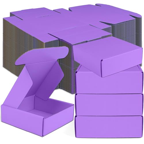 Small Shipping Boxes, 50 Pack Cardboard Box Corrugated Mailer Boxes Small Corrugated Boxes For Shipping Packaging Craft Gifts Giving Products, 6 x 4 x 1.6 Inches (Purple) - color: Purple