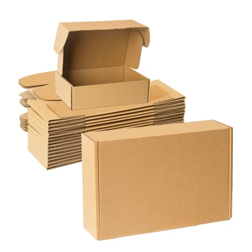 Shipping Boxes 9x6x2 inches Set of 25, Small Mailing Boxes Brown Cardboard Corrugated Mailer Boxes for Mailing Small Business Packing Gifts - size: 9 x 6 x 2 in
