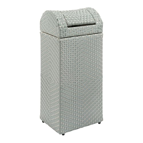 happimess Darla 13 Gal Outdoor Trash Can Swing Top, Mint Blue/White - color: Mint Blue/White, size: 13 Gallons