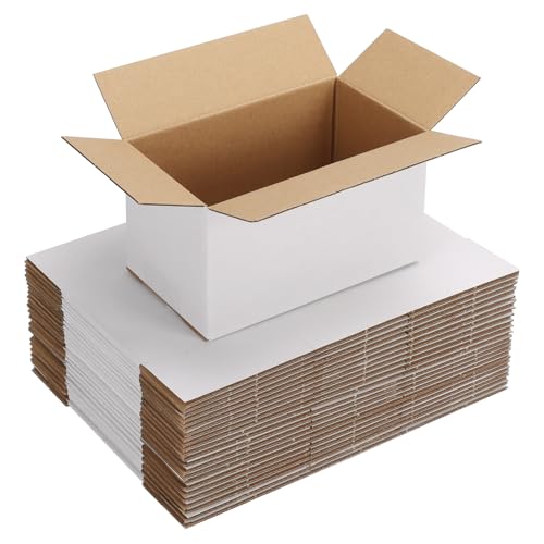 Shipping Boxes 7x4x4 Set of 25, White Corrugated Cardboard Box for Mailing Business Packaging - size: 7x4x4 Inches
