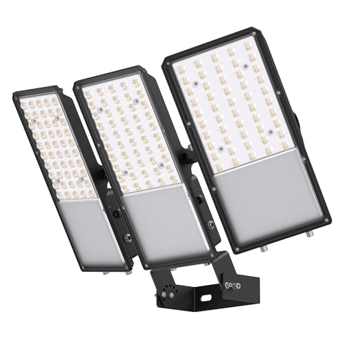300W Upgraded LED Parking Lot Light with Photocell 45000lm 5000K, ETL, IP66 Waterproof Adjustable 3-Head Commercial Lighting Outdoor, Trunnion Mount, Flood Lights for Roadways, Driveways - color: bracket, size: 300W