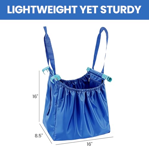Handy Sandy Cart Caddy – 3-Pack Reusable Shopping Bags with Cart Clips | Heavy-Duty Grocery Organizer Tote Set | Eco-Friendly, Foldable, 40 lb Capacity | Blue - color: Bright Blue