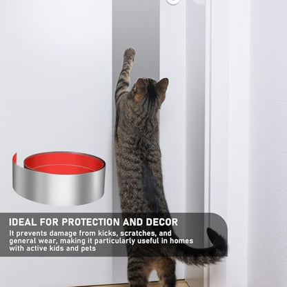 Stainless Steel Door Kick Plate，4"x118" Self-Adhesive for Cabinet & Island - color: Brushed Sliver