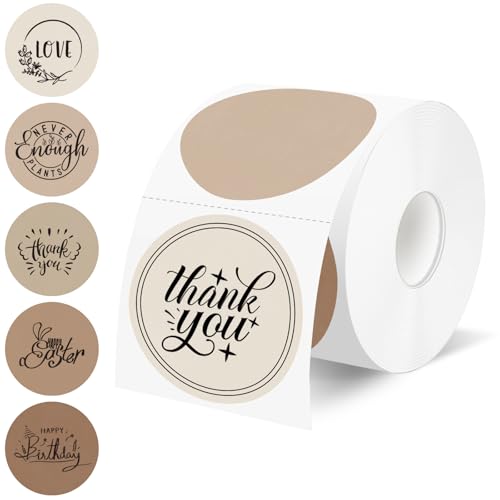 500 Labels/Roll 2" Gradient Brown Round Thermal Labels, Waterproof Circle Blank Thermal Sticker Compatible with Direct Thermal Label Printers for DIY Logo Designs, Thank You, Small Business - color: Brown Gradient, size: 2 Inch