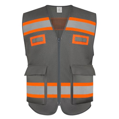 TCCFCCT Reflective Safety Vest for Men 2 Pocket Mesh Hi Vis Vest, Grey XL - color: Hawks 01-mesh Grey, size: X-Large