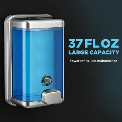 Gorlary Commercial Soap Dispenser Wall Mount, 37 fl oz, Silver