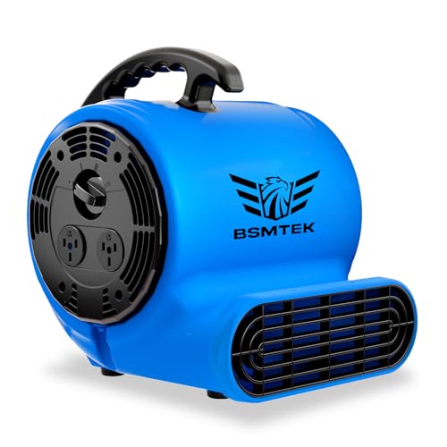 Air Mover Blower Fan, Industrial 1/3HP 1200CFM Monster Floor Blower Carpet Dryers - 3 Speeds Switch, 4 Adjustable Angles, 15FT Long Cord, Stackable - 2026 Upgraded - color: Blue, size: 1200CFM