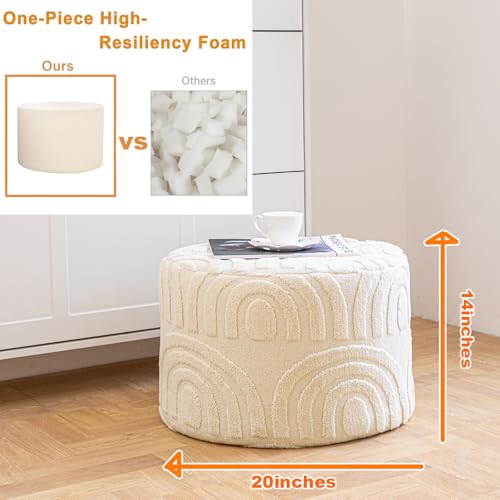 Asuprui Plush Fabric Ottoman Footrest,Foot Stool,20"x14", Linen - color: Linen, size: 20"D x 20"W x 14"H