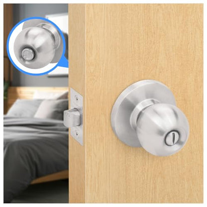 Nuk3y Bella Grade 2 Commercial Duty Cylindrical Knob Lockset UL Rated (Satin Stainless Steel, Privacy) - size: Privacy