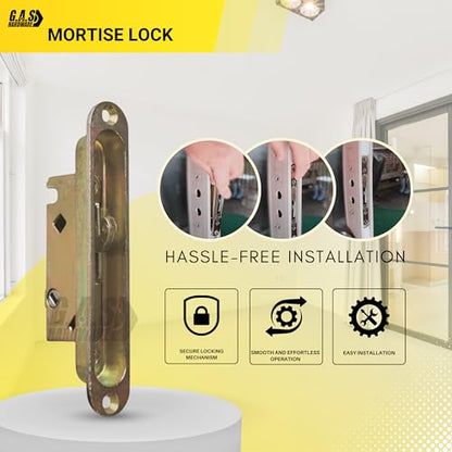 Sliding Door Mortise Lock and Trim Plate Keeper | 1" Wide Mortise Lock and Two Keepers with 5-1/4" Screw Holes with 45 Degree Keyway | Fix and Repair Patio Glass Door Latch Lock Set - size: Mortise Lock with Trimplate/Keepers