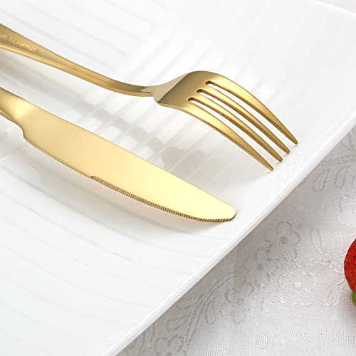 Aisoso Gold Silverware Set, 20-Piece Flatware Set Service for 4 - color: Gold, size: 20 Piece