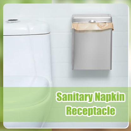 Sanitary Napkin Receptacle 100 Feminine Hygiene Liner Bag, Silver, 2 Pcs