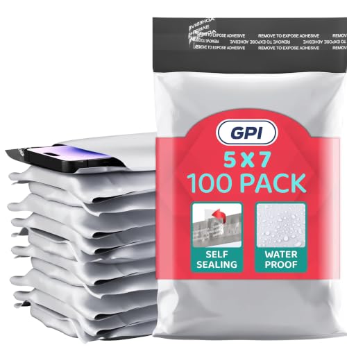 5" x 7" Poly Mailers, 500 Pack, 2.5 Mil, White Self Seal Waterproof, GPI - size: 5" x 7"