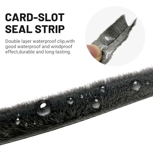 Weather Stripping Brush Door Seal Strip- Card Slot Weatherstrip for Sliding Windows & Doors - No Adhesive Backing - size: 16.4FT, 3/16''Wide X 1/4''Thick
