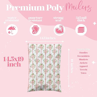 Pretty Package Store Poly Mailers 10x13, Christmas Bows, 100 Pack - color: Christmas Bows, size: 10x13
