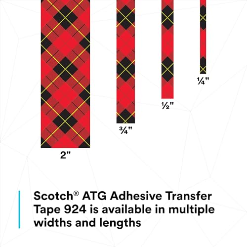 3M Scotch ATG Adhesive Transfer Tape 924, Clear Tape, 1/4 in x 36 yd, 2 mil - size: 0.25 in x 36 yd 2.0 mil