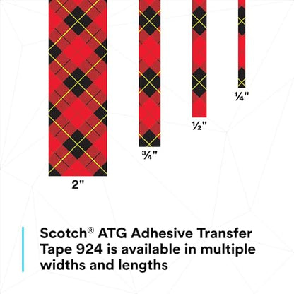 3M Scotch ATG Adhesive Transfer Tape 924, Clear Tape, 1/4 in x 36 yd, 2 mil - size: 0.25 in x 36 yd 2.0 mil