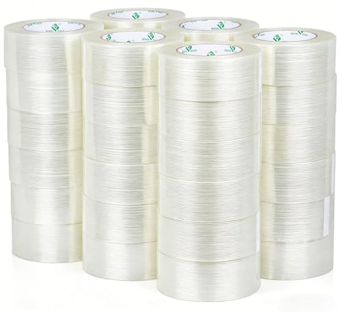 BOMEI PACK 36PACK Reinforced Packing Tape, 5.5Mil 2Inx 55Yds, Heavy Duty Filament Strapping Tape 2inch for Packing Shipping, Moving and Storage, Total 1980yds - size: 36Rolls (2inch x 55yds)