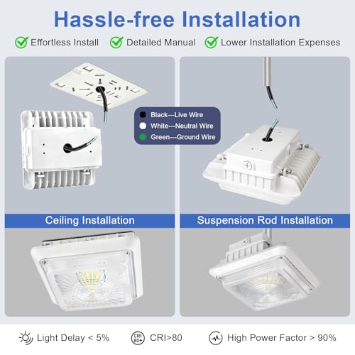 55W LED Parking Garage Canopy Light, 30W/40W/55W Selectable, 3CCT Dimmable - size: 1-Pack
