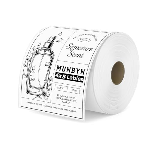 MUNBYN 4x5 Thermal Labels, 500 Sheets/1 Roll, White - color: White, size: 4x5"