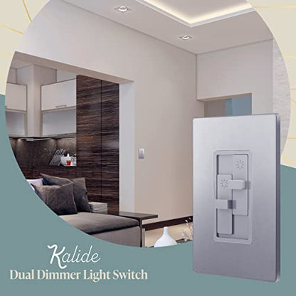 TOPGREENER Dual Load LED Dimmer Switch, Single Pole, Silver, 1 Pack - color: Silver, size: Dual Dimmer Switch